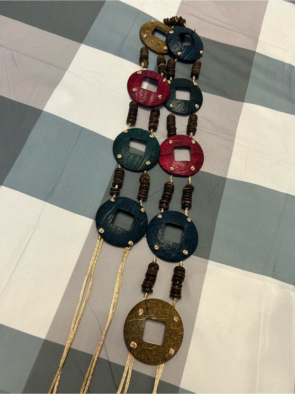 Boho Multi-Color Wooden Disc Statement Belt